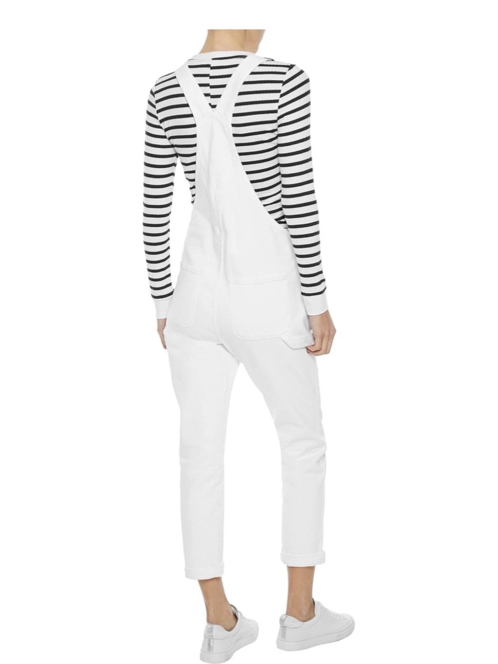 FRAME Denim Le Garcon Overalls in Blanc White Dungarees Medium - Picture 2 of 15